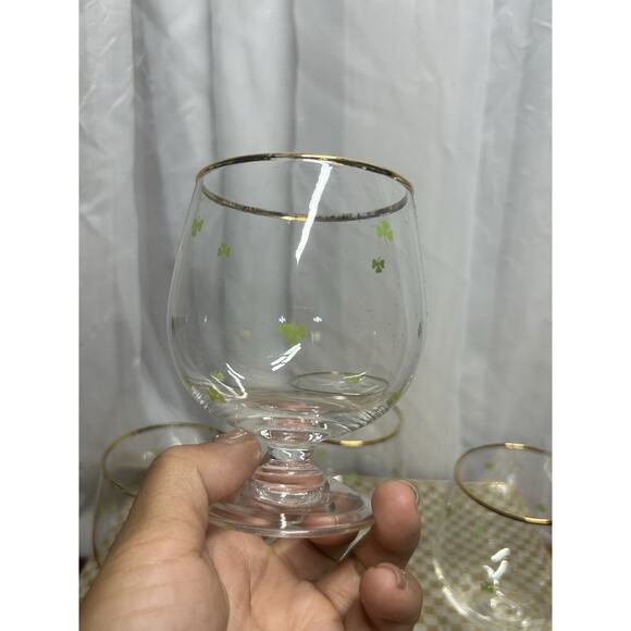 Vtg Hand-Blown Crystal Irish Whiskey Snifters Set of 6 Shamrock 3 Leaf Ireland - Picture 10 of 11